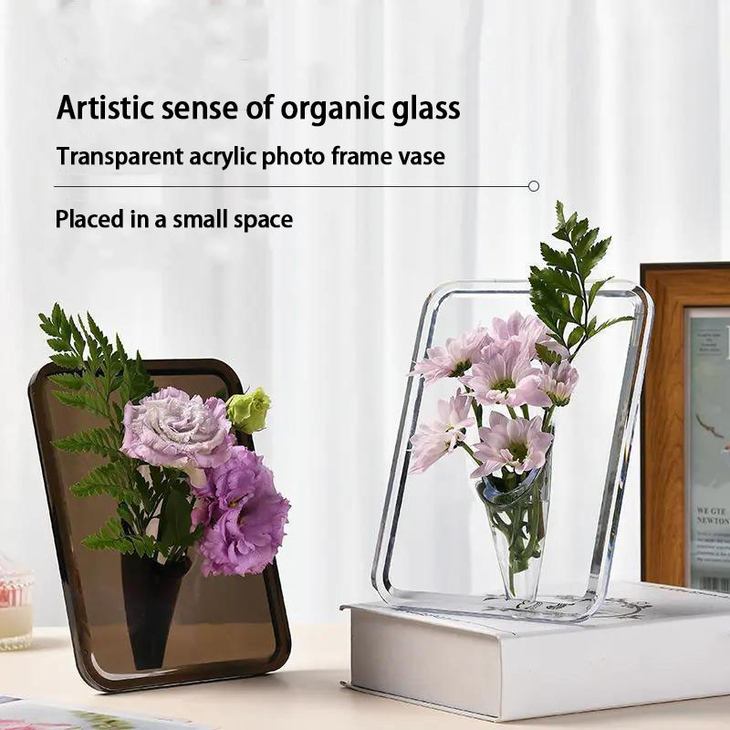 Khung ảnh cao cấp Bình hoa Acrylic trong suốt sáng tạo để bàn nhỏ