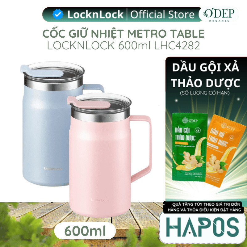 Cốc giữ nhiệt 600ml LocknLock Chính hãng Metro Table Mug LHC4282PIK - HAPOS LHL