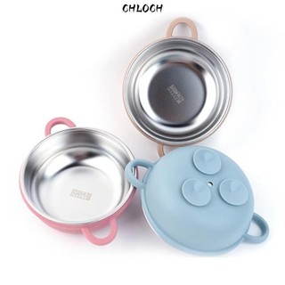 Bát ăn cho bé CHLOCH, Đế hút silicon bằng thép không gỉ 304 Bộ đồ ăn trẻ em, Thiết kế chia đôi Dễ dàng làm sạch Bát hút cho bé chịu nhiệt cho bé