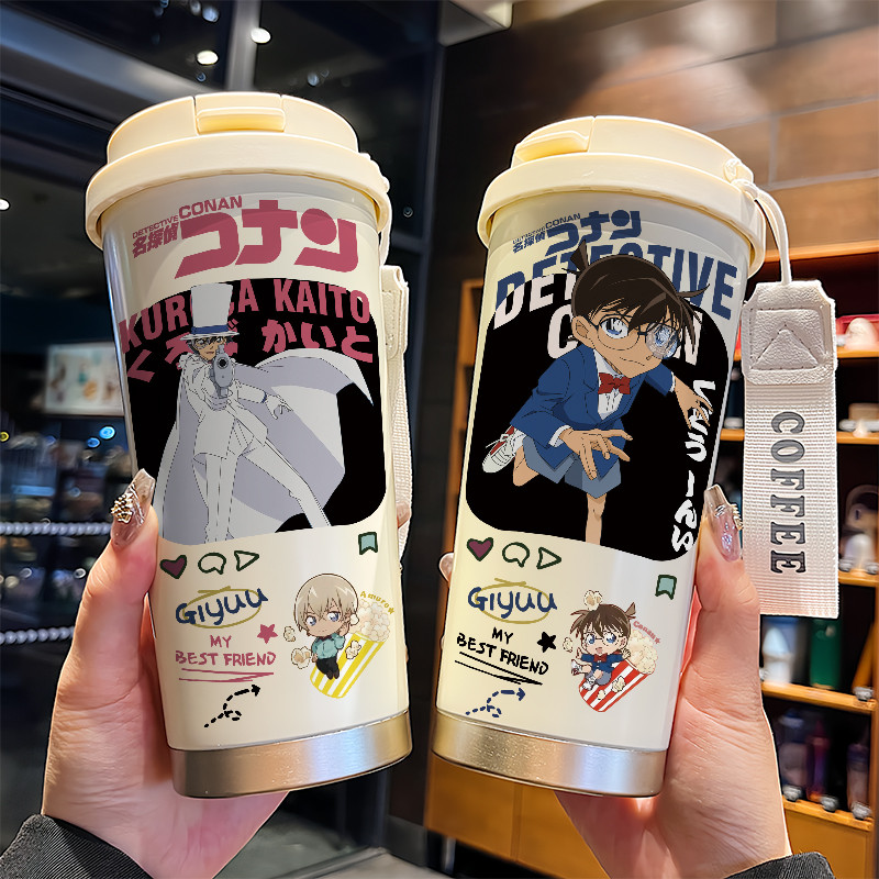 🌸Cốc giữ nhiệt Detective Conan cao cấp: 316 Inox, giữ nhiệt lâu, ống hút tiện, thiết kế đỉnh - Quà t