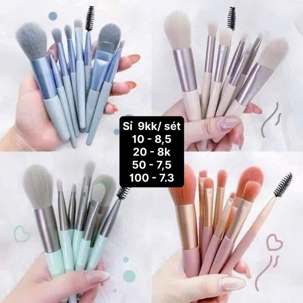 (Buôn Bán - Sỉ) Set 8 cây cọ Pastel có túi Zip , 8 cọ