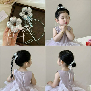  Xanh   Hồng Bling Hình Hoa Tóc Dây Scrunchies Đuôi Ngựa Dây Buộc Tóc Mũ Phụ Kiện Tóc 