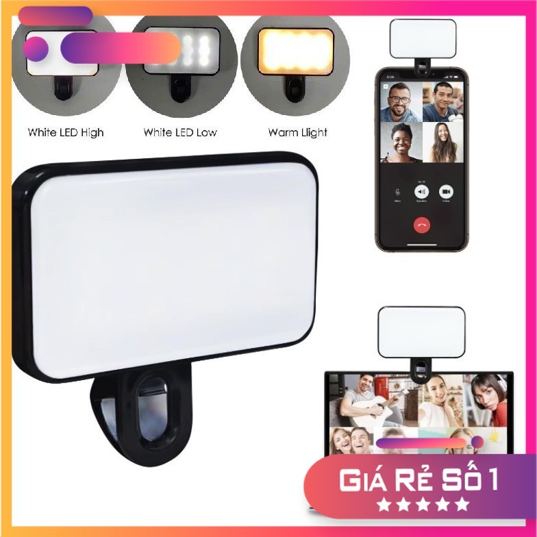  Đèn led selfie kẹp điện thoại trợ sáng 3 chế độ ánh sáng hỗ trợ chụp hình ảnh quay video tiện dụng  phutuan91  