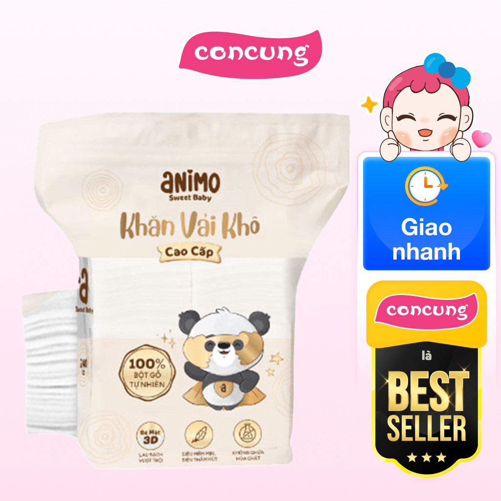 Khăn vải khô cao cấp Animo (240 tờ)