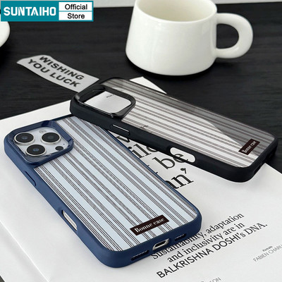 Ốp Điện Thoại Suntaiho Thẩm Mỹ Cổ Điển Sọc Phong Cách Mẫu IDM Cứng Cao Cấp Chống Sốc Cho iPhone 11 12 13 14 15 17 Pro Max IP