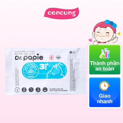 Khăn lau hạ sốt Dr.Papie 5 tờ cho bé 3M+