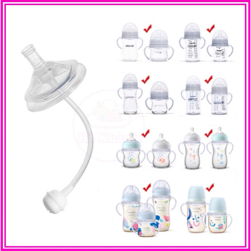 Ống tập hút bình sữa P08 AV cho bé có chống sặc, chống đầy hơi