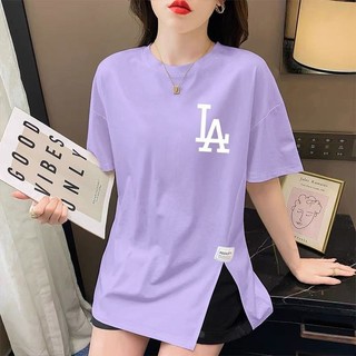 [Hàng có sẵn] [Cotton] Vải chất lượng cao 2024 Phong cách mới Size lớn Plus Fat Slimer Look White Áo thun ngắn tay màu trắng dành cho nữ mùa hè Cotton rời xẻ giữa @