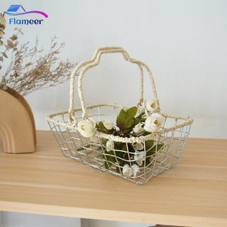 Giỏ đựng đồ sắt có tay cầm Màn hình hoa rau củ dệt tay
