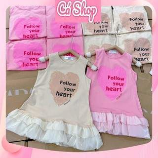 Váy đầm DT1113 tim follow xoè đuôi cá cho bé gái