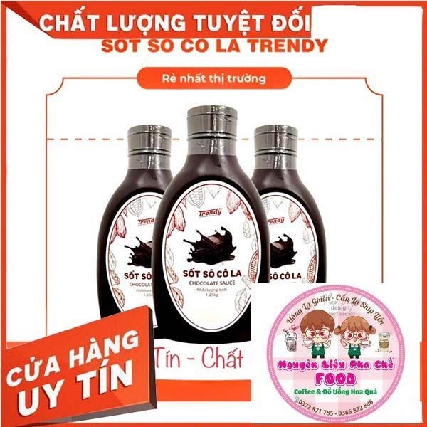 Sốt Socola Đen Lỏng Trendy Chai 1kg - Bám thành cốc đẹp