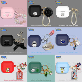 Dành cho samsung galaxy buds 3 / buds 3 pro vỏ màu xanh dễ thương cá mập tai nghe silicon tai nghe tai nghe bảo vệ mềm tai nghe da có mặt dây chuyền