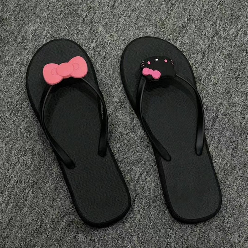 Internet Hot Slippers Hello Kitty Flip-Flops Bowknot Flip-Flops Summer Beach Hellokitty Girl Heart F
