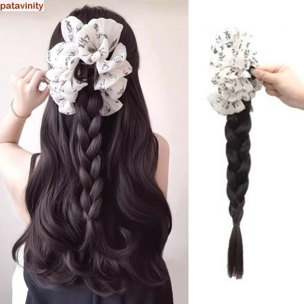 Patavinity Ink Tóc Giả Phong Cách Trung Hoa, Đấm Bốc Bện Đuôi Ngựa Móng Vuốt Kẹp Tóc Giả Đuôi Ngựa, Hợp Thời Trang Hanfu Sườn Xám Xoắn Xoắn Tóc Giả Cho Nữ