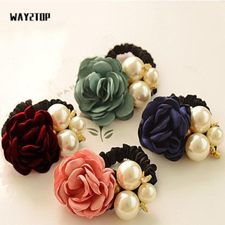 WAY2TOP buộc tóc phối hoa hồng và hạt giả trang trí đẹp mắt cho nữ