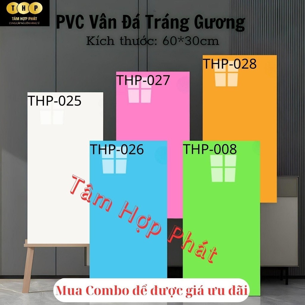 Combo 50 tấm THP phủ pvc vân đá màu trơn pastel Trang Trí Nhà Decor Phòng ngủ , phòng khách, phòng b