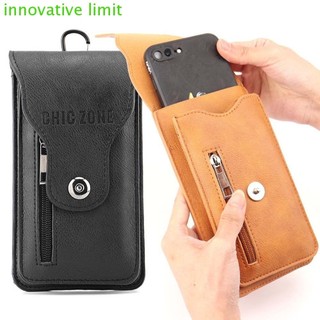 Dyruidoj1 Giá đỡ điện thoại di động Đa chức năng Da PU Unisex Túi thắt lưng Ví ngoài trời Khóa kéo Túi chạy bộ Vỏ điện thoại di động Túi thắt lưng