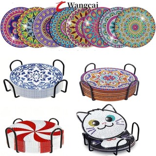 Wangcai Bộ Đế Lót Ly Tranh, Mandala Shining Acrylic Tranh, Dễ Sử Dụng Hoạt Hình Chống Trơn Trượt Bền DIY Đồ Thủ Công Quà Tặng Sinh Nhật
