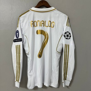 Áo thun tùy chỉnh tay dài Real Madrid Ronaldo Kaka Ozil 2011-12-Áo bóng đá cổ điển tại nhà