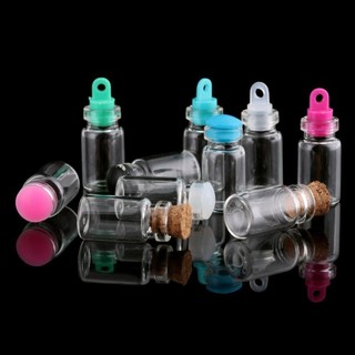 Bộ 10 Lọ Thủy Tinh Mini Có Nút Bần Màu Cầu Vồng Trang Trí Nhà Cửa