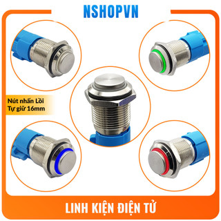 Nút nhấn tự giữ kim loại mặt lồi 16mm