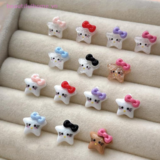 [Beautifulhome] 5 Cái / túi Hoạt Hình Ngôi Sao Năm Cánh Dễ Thương Nơ Hello Kitty Móng Tay Phụ Kiện Nghệ Thuật Ngọt Ngào KT Cat DIY Đồ Trang Trí Làm Móng Tay Ch Quà Tặng [Làm Đẹp]
