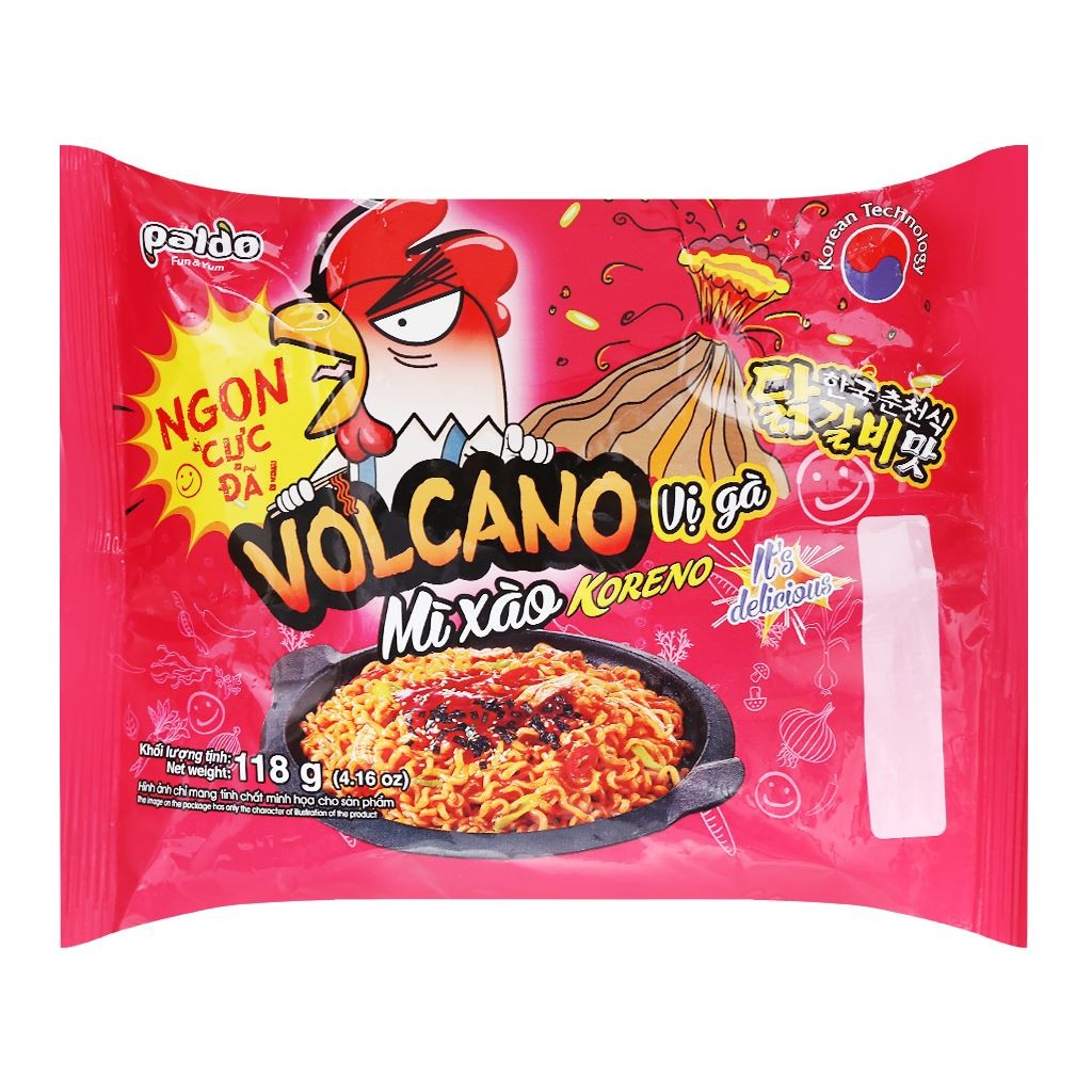 Lốc 5 Gói Mì Xào Koreno Volcano Vị Gà 118g