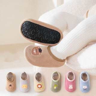  0-5 Tuổi Tất Sàn Cho Bé Hoạt Hình Thời Trang Mùa Đông Nhung Mềm Mại Ấm Áp Giày Tập Đi Trẻ Sơ Sinh Trong Nhà Chống Trượt Giày 