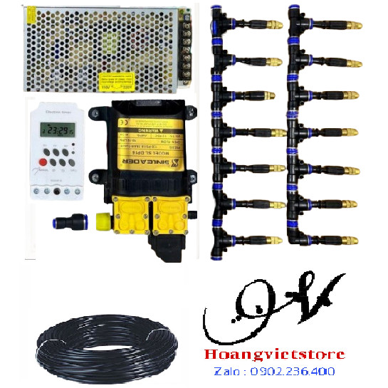 bộ phun sương tự động, phun sương tưới cây cảnh có hẹn giờ tắt bật tự động trọn bộ 10 - 15 - 20 béc 