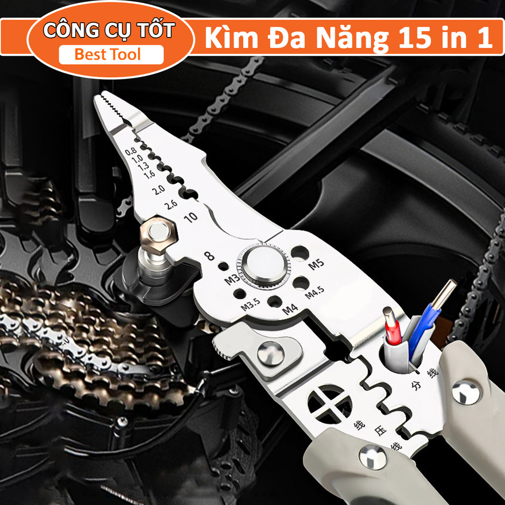 Kìm tuốt dây đa năng Nhật Bản kèm kìm bấm cos không rỉ chuyên dụng cho thợ điện Kìm tuốt uốn gọt vỏ 
