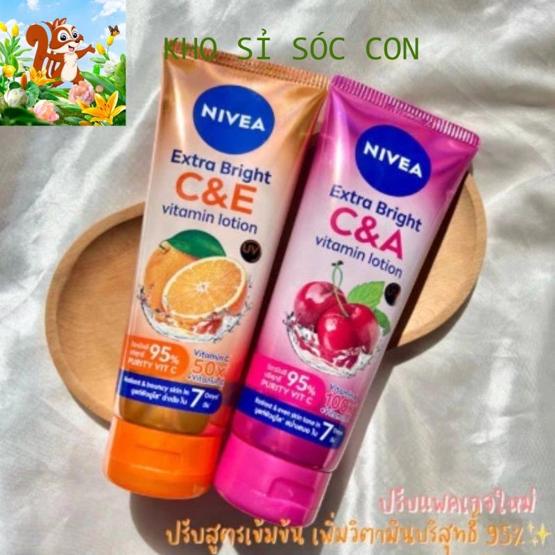 Sữa dưỡng thể Nivea extra bright Vitamin C&E lotion dưỡng trắng sau 7 ngày- Sữa dưỡng thể Nivea extr