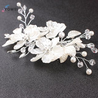 YOWEI Cô Dâu Pha Lê Ngọc Trai Hoa Trang Sức Tóc Cưới Phụ Kiện Tóc VN