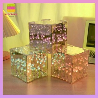 Đèn ngủ DIACHAVN Tulip, 21 bông hoa Handmade DIY LED trang trí ban đêm Đèn, Magic Cube Acrylic Loại trừ Túi quà tặng Hoa Tulip Đèn bàn Quà tặng sinh nhật