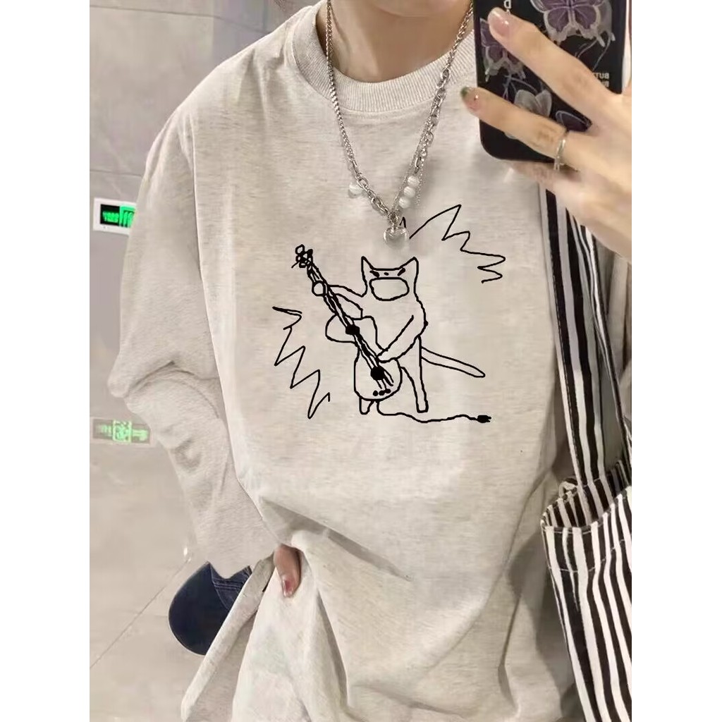 XUANMO Local brand Áo thun tay dài Áo thun phông form rộng 100% cotton BIG SIZE Áo T-shirt siêu rộng