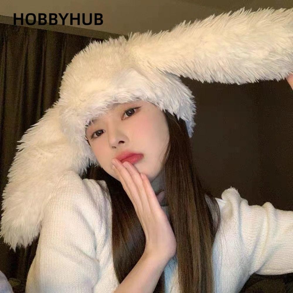HOBBYHUB Tai Thỏ Dài Nón Thỏ Tai Thỏ Mũ Mũ Ảnh Đạo Cụ Mũ Mùa Đông
