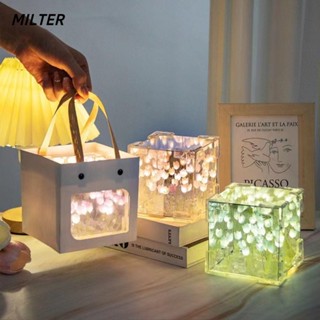 Đèn ngủ hoa Tulip MILTER, Đèn ngủ trang trí LED Acrylic thủ công DIY, Loại trừ túi quà tặng 21 bông hoa Magic Cube Tulip Đèn bàn hoa Quà tặng sinh nhật