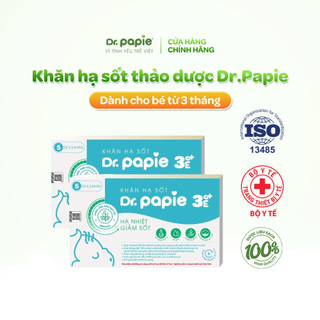  Combo 2 hộp Khăn hạ sốt Dr.Papie 3mo+ hạ sốt vật lý chuẩn Nhi khoa ngăn ngừa co giật cho bé từ 3 tháng  25 khăn hộp  