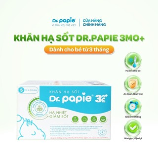  Khăn hạ sốt Dr.Papie 3mo+ hạ sốt vật lý chuẩn Nhi khoa ngăn ngừa co giật khi ốm sốt cho bé từ 3 tháng tuổi  25 khăn hộp  