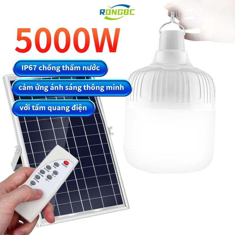 Đèn Năng Lượng Mặt Trời chống nước 5000W,đèn năng lượng mặt trời Ba màu chợ đêm Quầy hàng Ánh sáng k