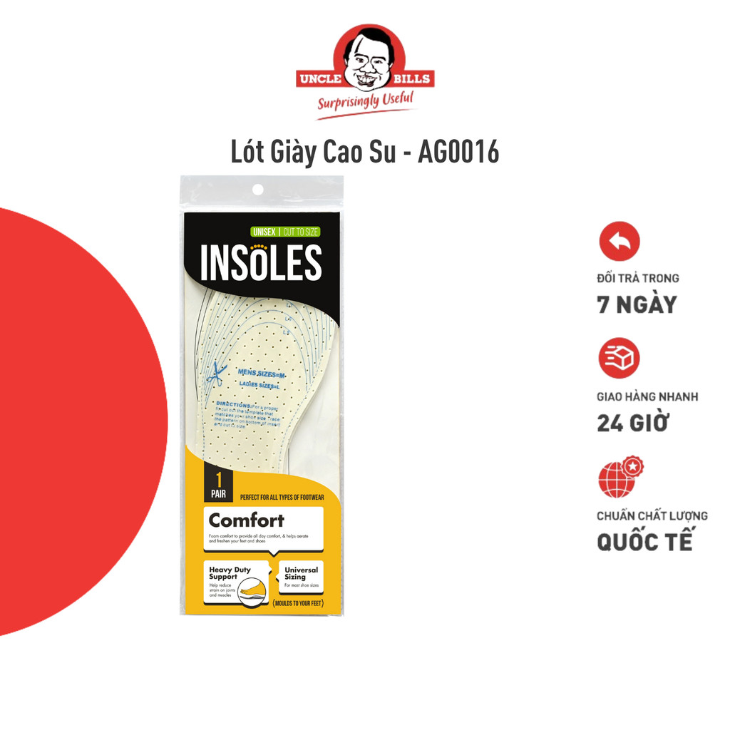 Miếng Lót Giày Cao Su UNCLE BILLS Đủ Size AG0016