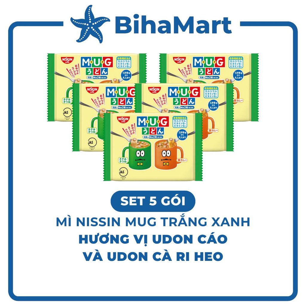 [SET 5 GÓI]- NISSIN - Mì Nissin Mug trắng xanh, Mì Mug Nissin trắng xanh ăn liền, Mì ăn dặm cho bé t