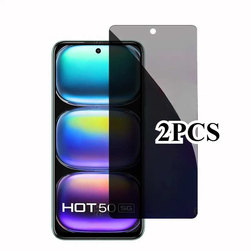 2 Chiếc Siêu HD Kính Cường Lực Cho Infinix Hot 50i 50 Pro 4G 5G Chống Nước Cạnh Đen Kính Phim Cho In