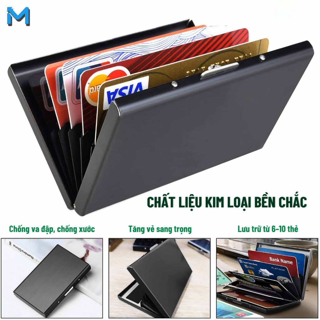 Giá đỡ thẻ kim loại chống từ tính bằng thép không gỉ bảo vệ RFID dành cho nam và nữ