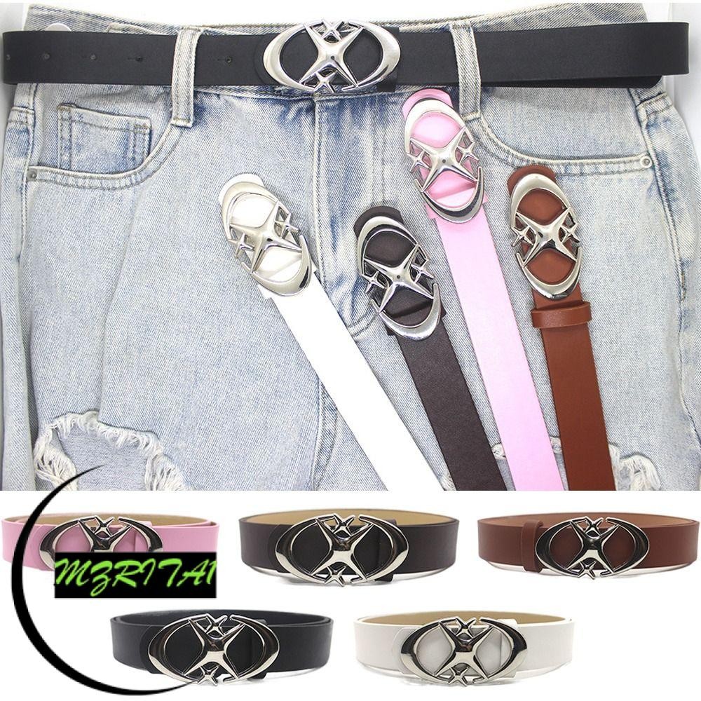 MARITA1 Lether Belt, Moon Star Design Y2k Y2k Belt, Gothic Pu Da Punk Cross Punk Belt Nam Nữ