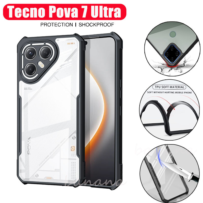 Ốp lưng chống sốc Tecno Pova 7 Tecno Pova 7 Giáp trong suốt Acrylic TPU Vỏ mềm chống rơi