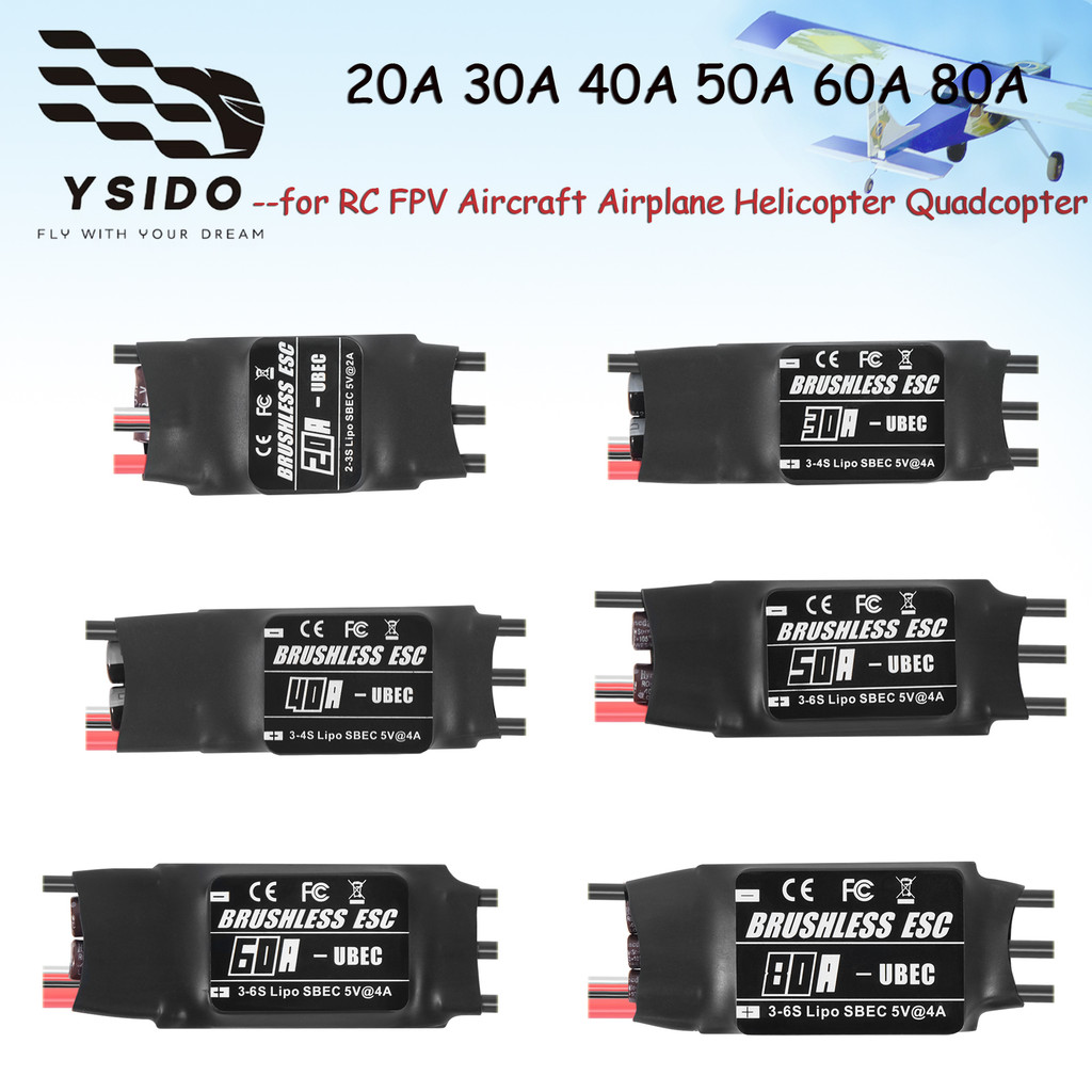 RC ​ESC 20A 30A 40A 50A 60A 80A 2-6S Bộ điều khiển tốc độ ESC không chổi than với ​UBEC cho RC FPV D