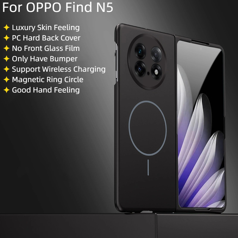 Dành Cho OPPO Find N5 N 5 FindN5 Ốp Lưng Da Sang Trọng Cảm Giác Mờ PC Cứng Lật Từ Tính Vỏ Điện Thoại