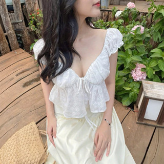  Áo Nữ Dáng Babydoll Tay Bèo DaaLaa Store Kiểu Xếp Li Ngực A51424 