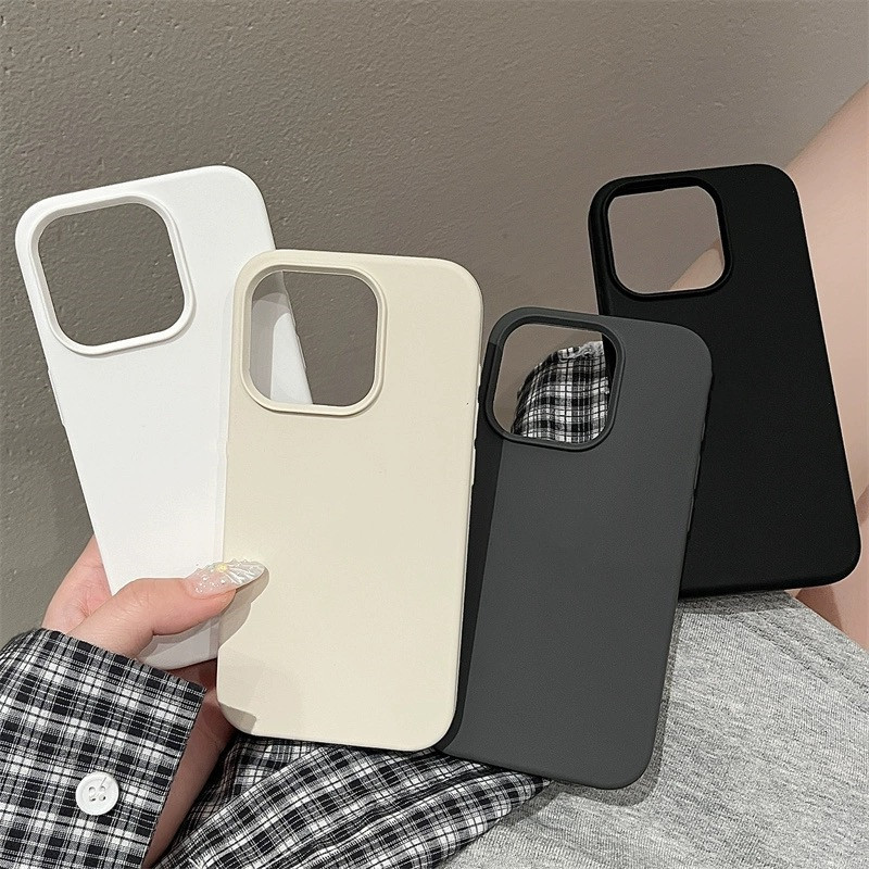 Ốp điện thoại silicon lỏng dòng màu đen cho iPhone 15 Pro Max 15 Pro 15 14 13 12 11 Pro Max XR IX Ốp lưng bọc mềm phía sau chống sốc