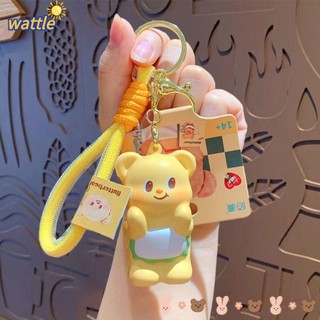 Móc khóa gấu bơ WATTLE, Đồ chơi quà tặng Mặt dây chuyền búp bê, Túi nhựa PVC dễ thương quyến rũ